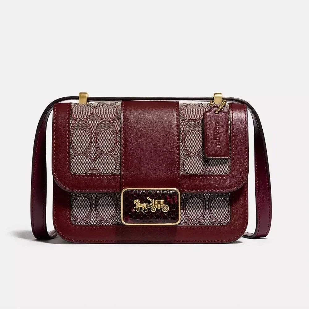 HOLD-NWT Coach Alie Shoulder Bag 18 In Signature Jacquard With Snakeskin Detail